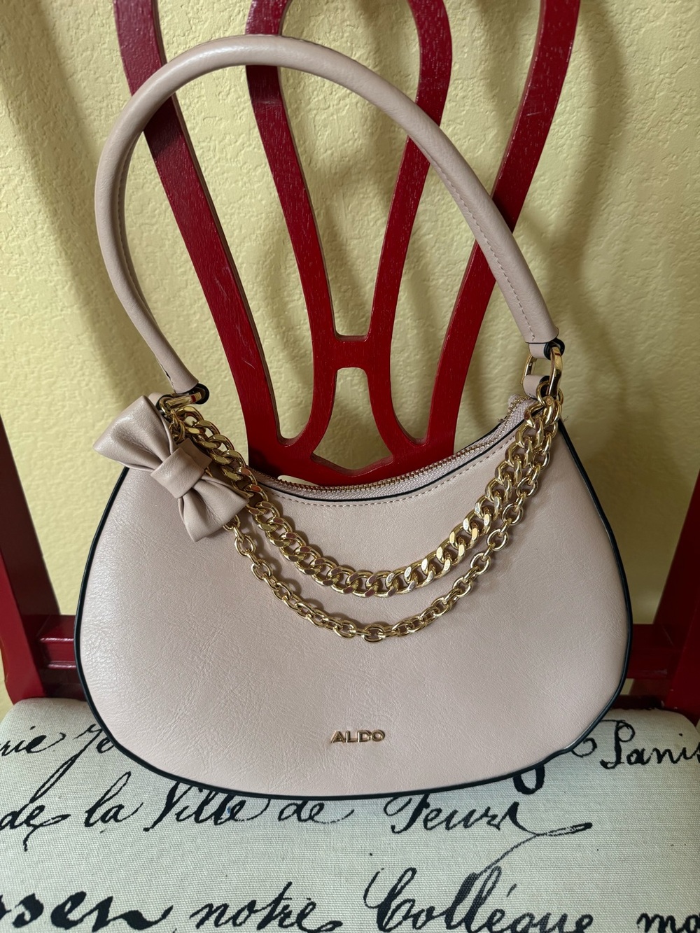 Aldo Shoulder Bag Blush Pink with Gold Chain
